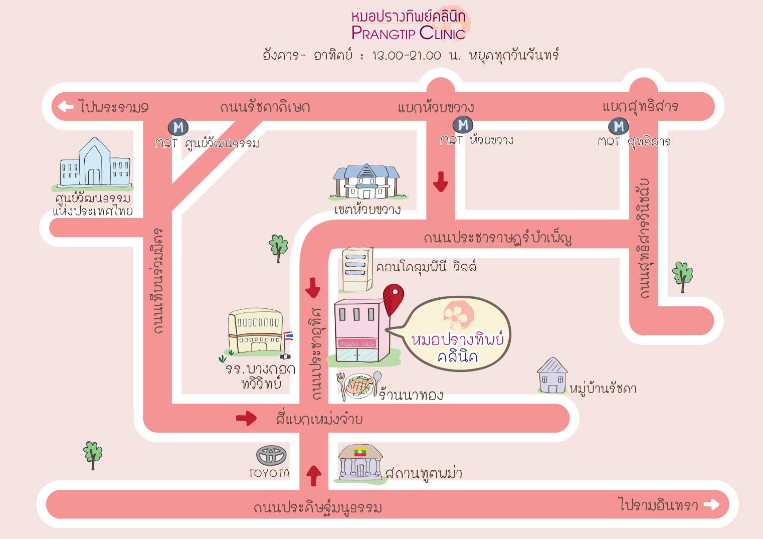 แผนที่ ปรางทิพย์คลินิก Prangtip clinic